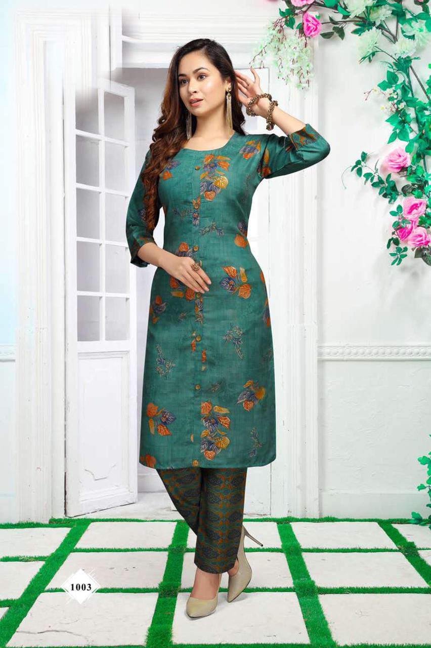 Beauty Queen Palak Casual Wear Printed Kurti With Bottom Collection